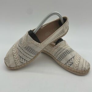 Cream Espadrille Slip-On Shoes with Woven Texture Women's Size 8